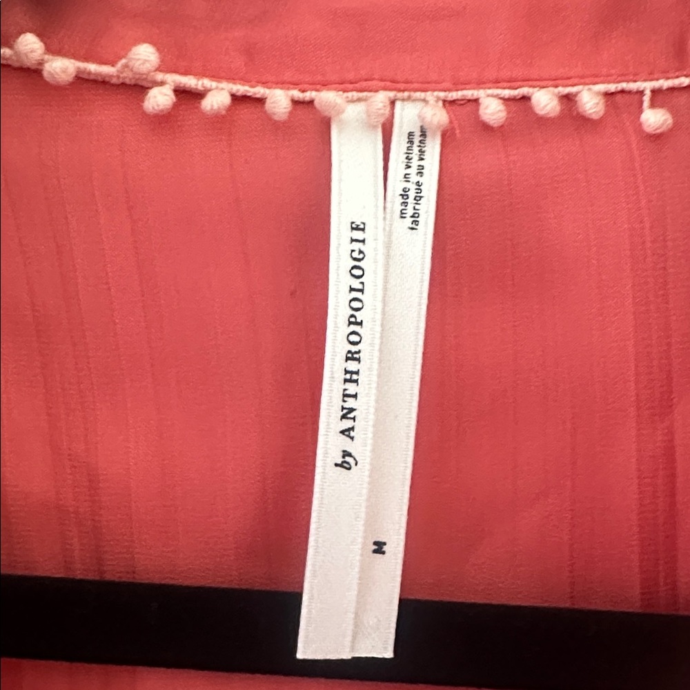 Anthropologie Women’s Relaxed Buttondown Shirt Coral Rose Sz Medium Chic Office - Picture 6 of 10